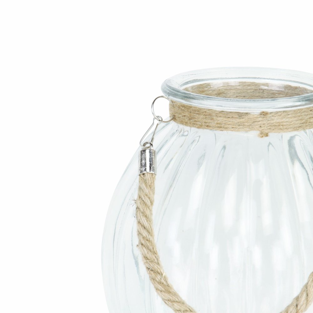 10" Clear Glass Decorative Jar With Rope