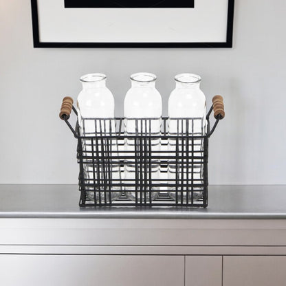 8" Black Glass Decorative Bottle Tabletop Sculpture