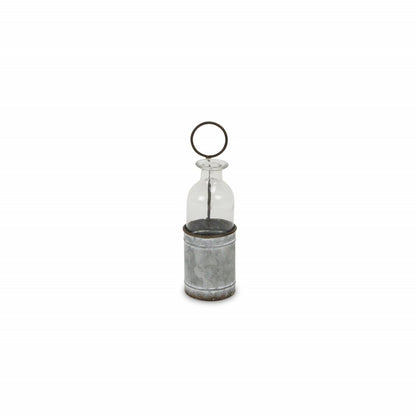 8" Gray Glass Decorative Bottle Tabletop Sculpture