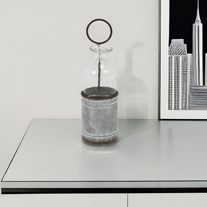 8" Gray Glass Decorative Bottle Tabletop Sculpture