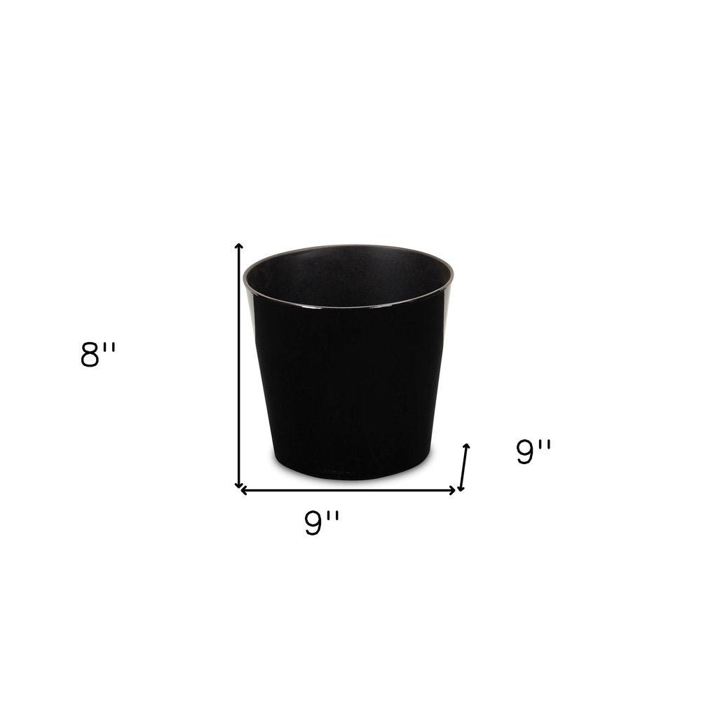 9" Black Recycled Plastic Indoor Outdoor Round Pot Planter
