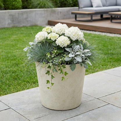 9" Gray Recycled Plastic Indoor Outdoor Round Pot Planter
