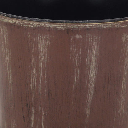 7" Brown and Ivory Textural Tone On Tone Recycled Plastic Indoor Outdoor Round Pot Planter