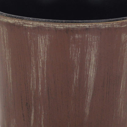 7" Brown and Ivory Textural Tone On Tone Recycled Plastic Indoor Outdoor Round Pot Planter