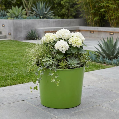 7" Lime Green Recycled Plastic Indoor Outdoor Round Pot Planter