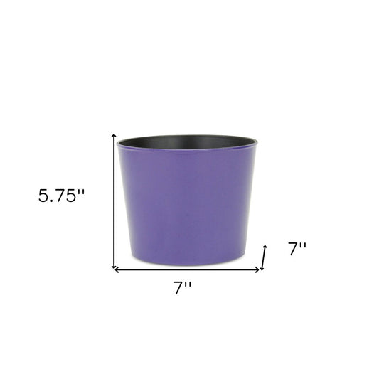 7" Navy Blue Recycled Plastic Indoor Outdoor Round Pot Planter