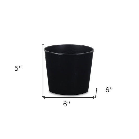 6" Black Recycled Plastic Indoor Outdoor Round Pot Planter
