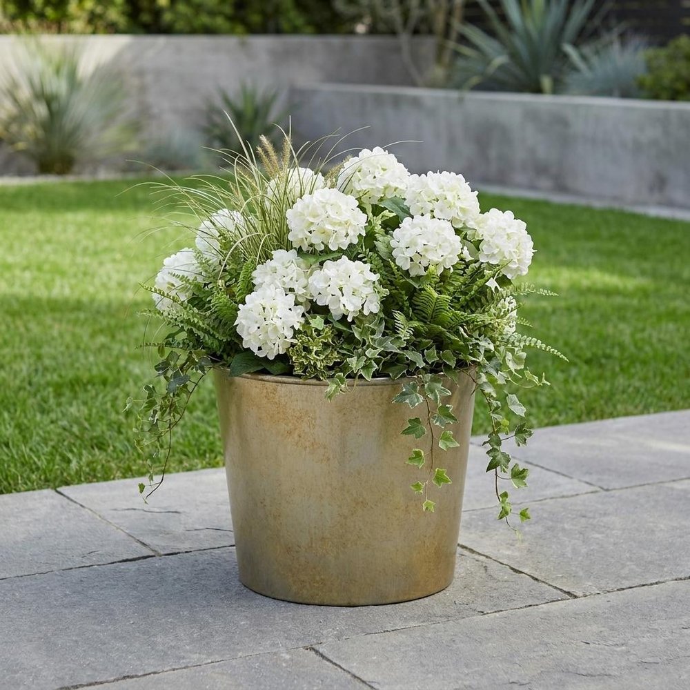 6" Gray Recycled Plastic Indoor Outdoor Round Pot Planter