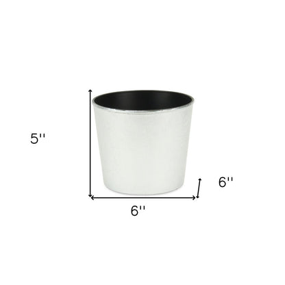 6" Silver Recycled Plastic Indoor Outdoor Round Pot Planter