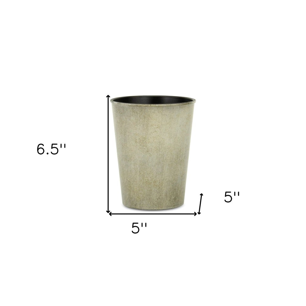 5" Gray Recycled Plastic Indoor Outdoor Round Pot Planter