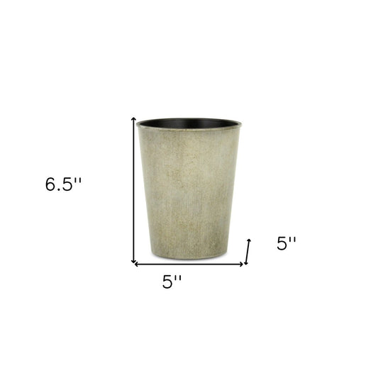 5" Gray Recycled Plastic Indoor Outdoor Round Pot Planter