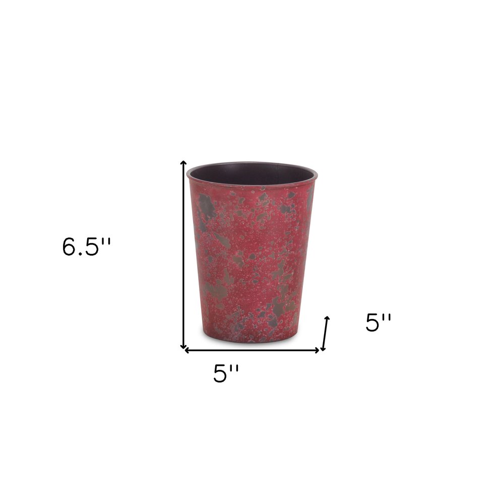 5" Red Recycled Plastic Indoor Outdoor Round Pot Planter