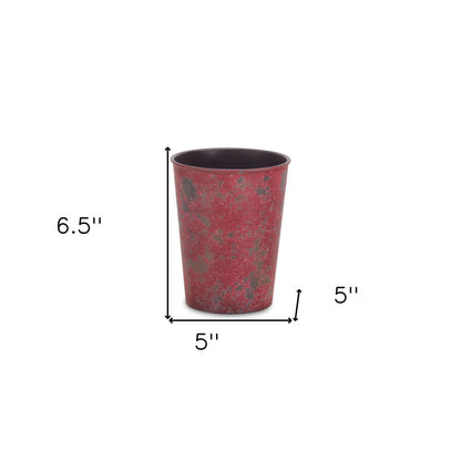 5" Red Recycled Plastic Indoor Outdoor Round Pot Planter