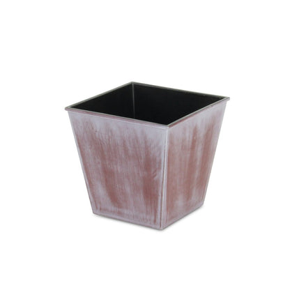 5" Brown and Off White Textural Tone On Tone Recycled Plastic Indoor Outdoor Square Pot Planter