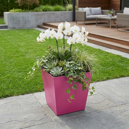 5" Hot Pink Recycled Plastic Indoor Outdoor Square Pot Planter