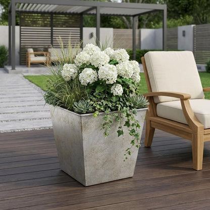 5" Gray Recycled Plastic Indoor Outdoor Square Pot Planter
