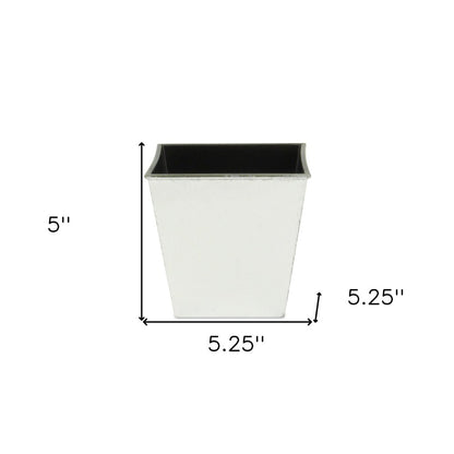 5" Silver Recycled Plastic Indoor Outdoor Square Pot Planter