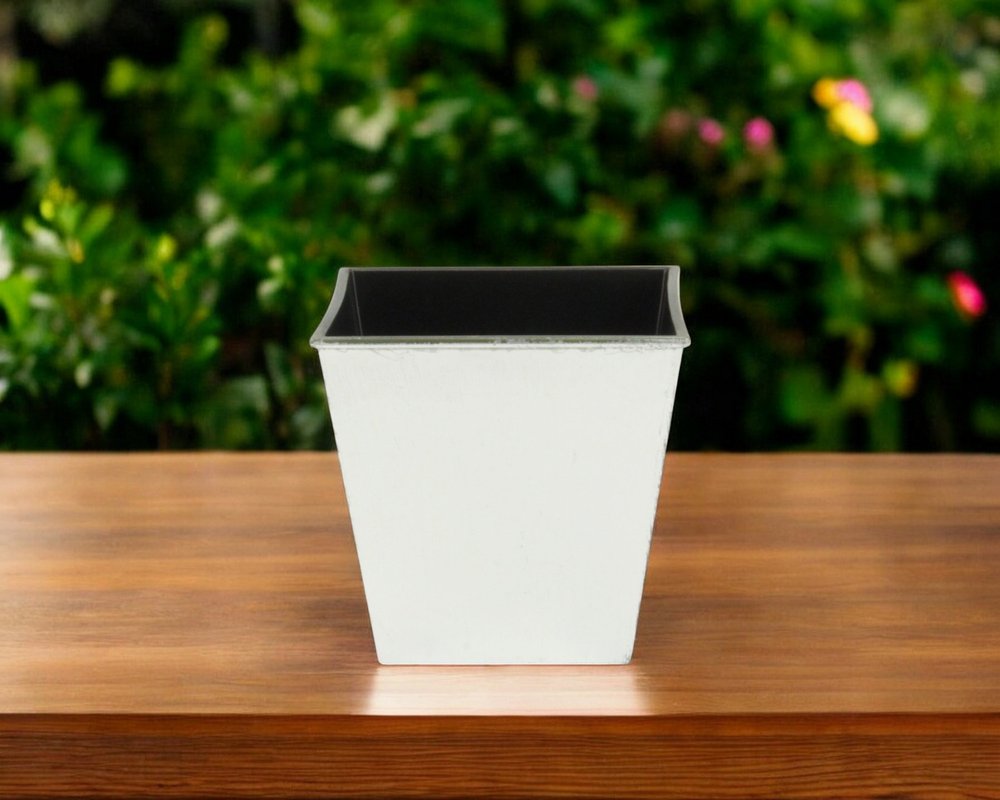 5" Silver Recycled Plastic Indoor Outdoor Square Pot Planter