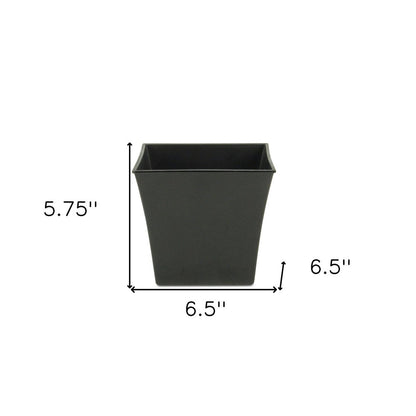 7" Black Recycled Plastic Indoor Outdoor Square Pot Planter
