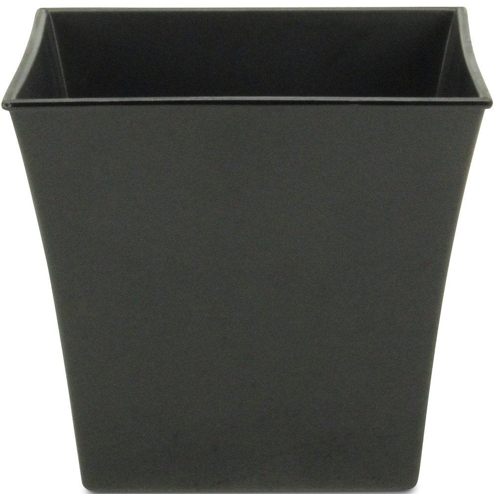 7" Black Recycled Plastic Indoor Outdoor Square Pot Planter