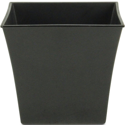 7" Black Recycled Plastic Indoor Outdoor Square Pot Planter