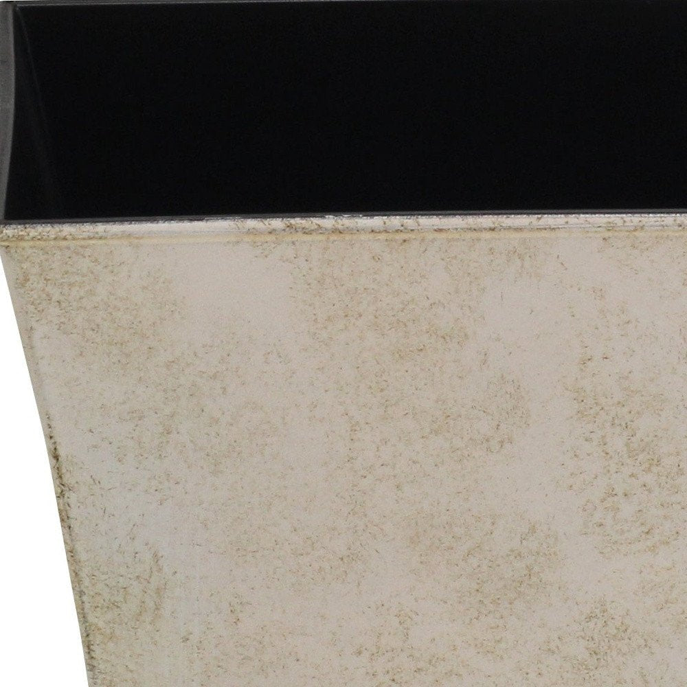 7" Cream Recycled Plastic Indoor Outdoor Square Pot Planter