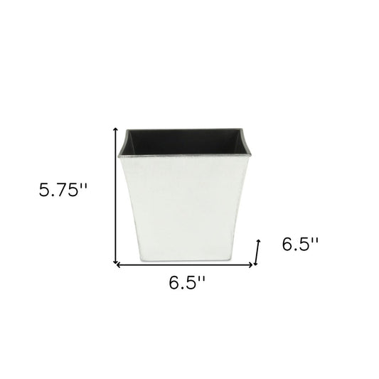 7" Silver Recycled Plastic Indoor Outdoor Square Pot Planter