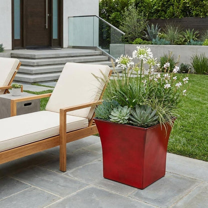 7" Red Recycled Plastic Indoor Outdoor Square Pot Planter