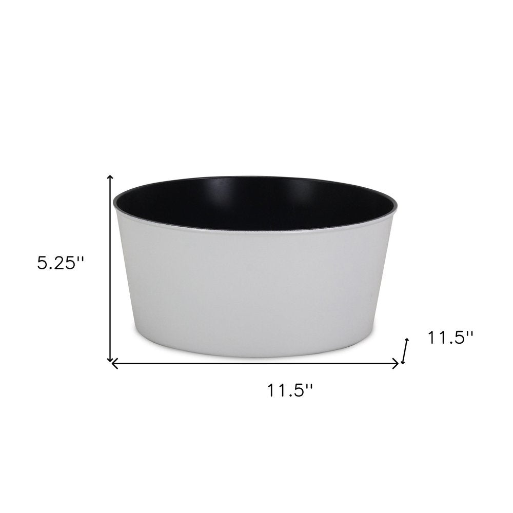 12" White Recycled Plastic Indoor Outdoor Round Pot Planter