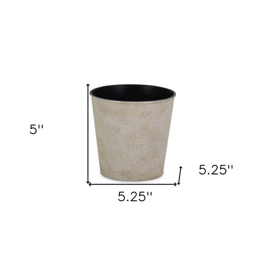 5" Cream Recycled Plastic Indoor Outdoor Round Pot Planter