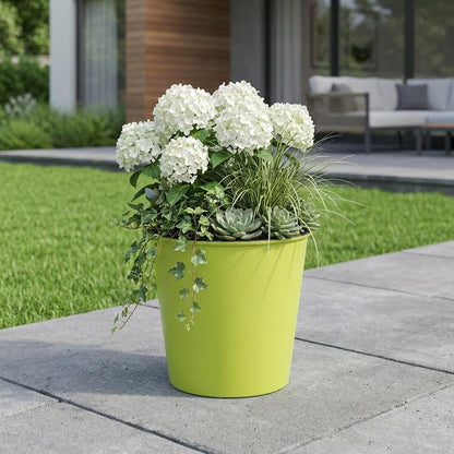 5" Lime Green Recycled Plastic Indoor Outdoor Round Pot Planter
