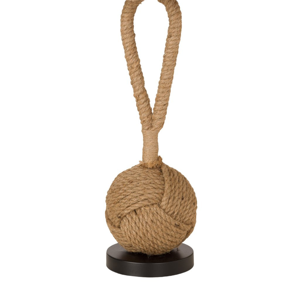 Set of Two 29" Black And Natural Rope Table Lamps With Natural Empire Shades