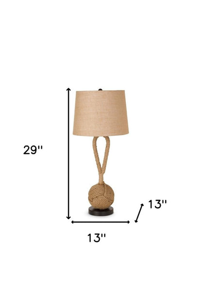Set of Two 29" Black And Natural Rope Table Lamps With Natural Empire Shades