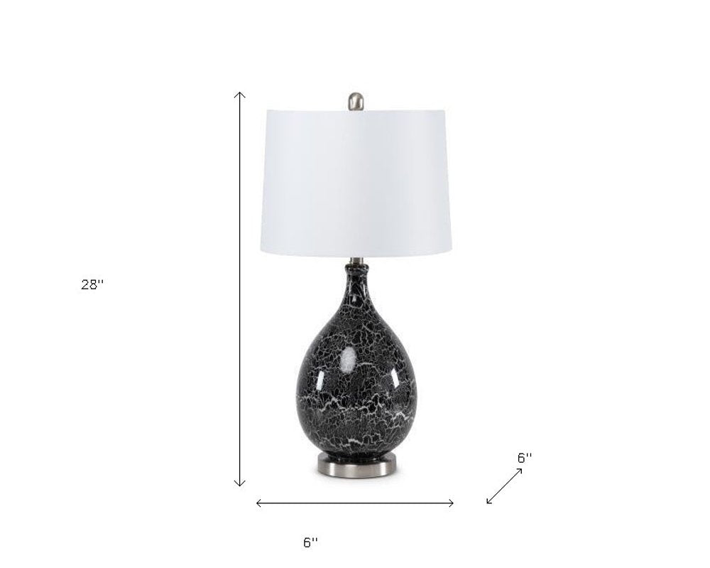 Set of Two 28" Gray Glass Geometric Table Lamp With White Empire Shade