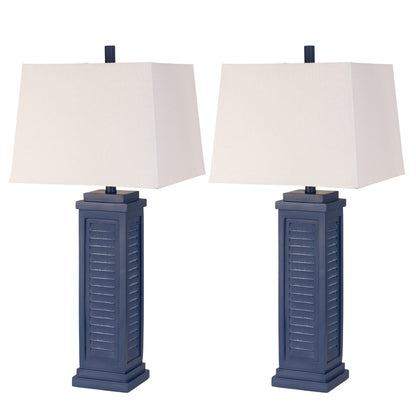 Set of Two 32" Blue Table Lamp With White Shade