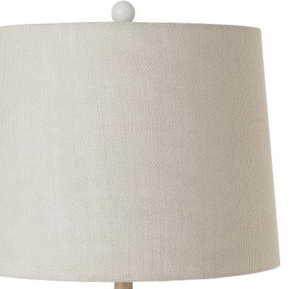 Set of Two 27" Blue White And Natural Coastal Buoy Table Lamps With Off White Empire Shade