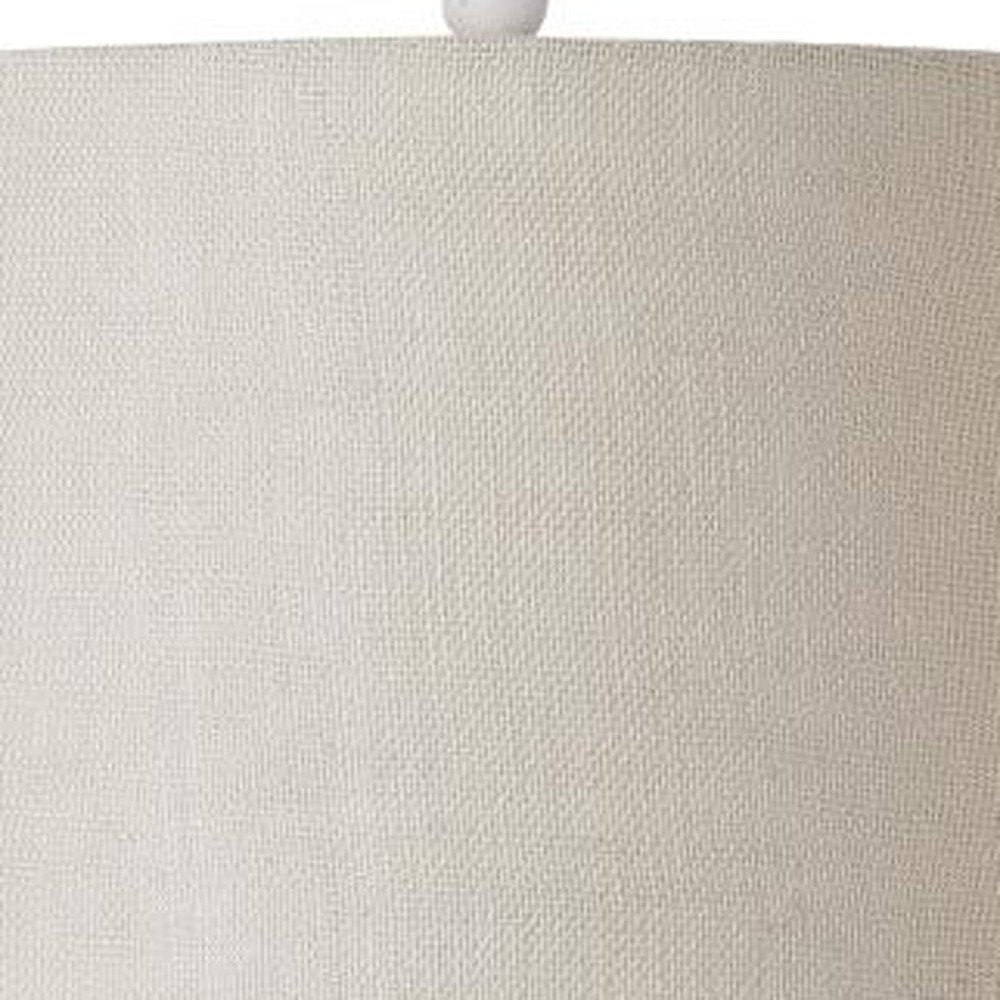 Set of Two 27" Blue White And Natural Coastal Buoy Table Lamps With Off White Empire Shade