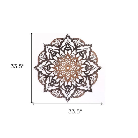 34" X 34" Black And Gold Solid Wood Hanging Wall Decor