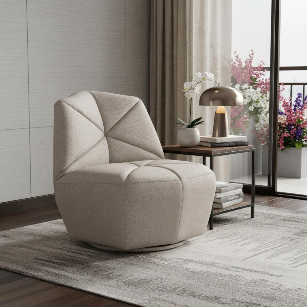 31" Gray Upholstered Lounge Chair