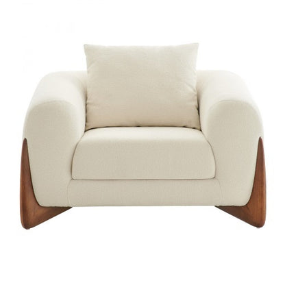 45" Cream And Brown Sherpa Arm Chair
