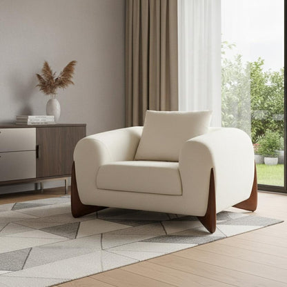 45" Cream And Brown Sherpa Arm Chair