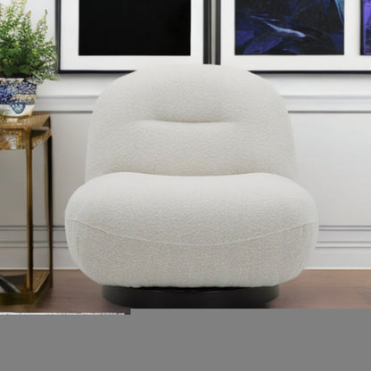 33" Cream Fabric Swivel Lounge Chair