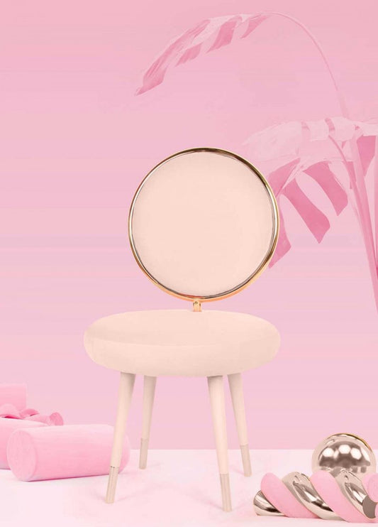 Set of Two 21" Pink And Gold Velvet Side Chair