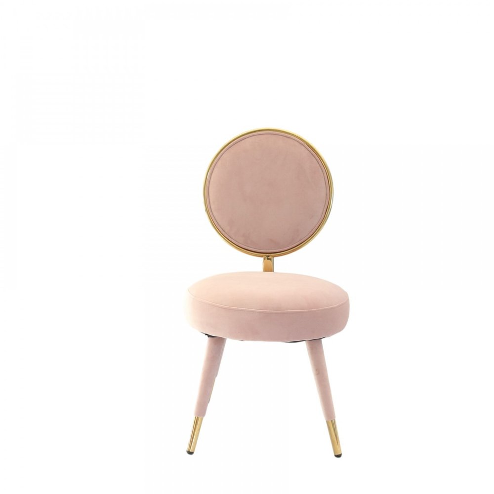 Set of Two 21" Pink And Gold Velvet Side Chair