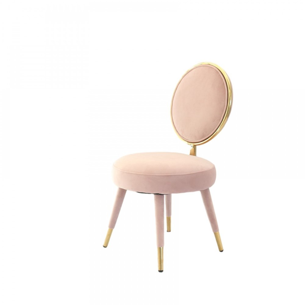 Set of Two 21" Pink And Gold Velvet Side Chair