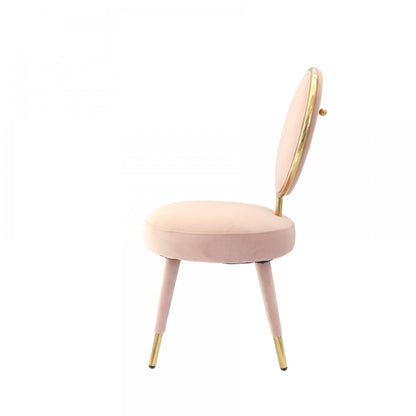 Set of Two 21" Pink And Gold Velvet Side Chair