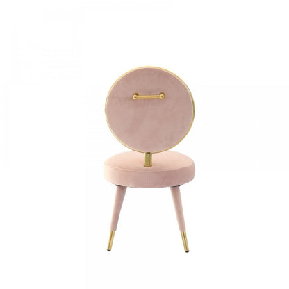 Set of Two 21" Pink And Gold Velvet Side Chair