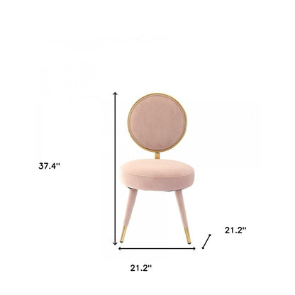 Set of Two 21" Pink And Gold Velvet Side Chair