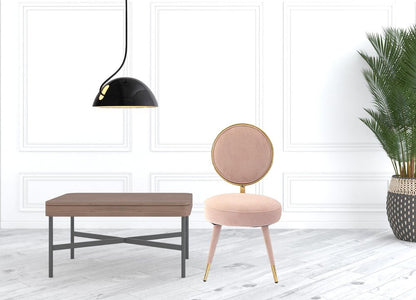 Set of Two 21" Pink And Gold Velvet Side Chair