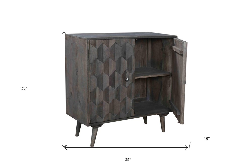 35" Dark Gray Solid Wood Sideboard with Two Doors